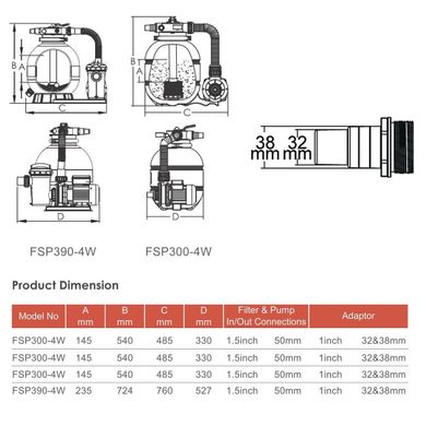 Фильтровальная установка Emaux FSP300-ST20 3 м3\ч