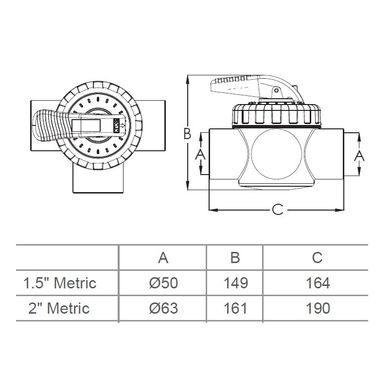 Кран трехпозиционный ПВХ Emaux V50-3 D63мм пластиковый клеевой